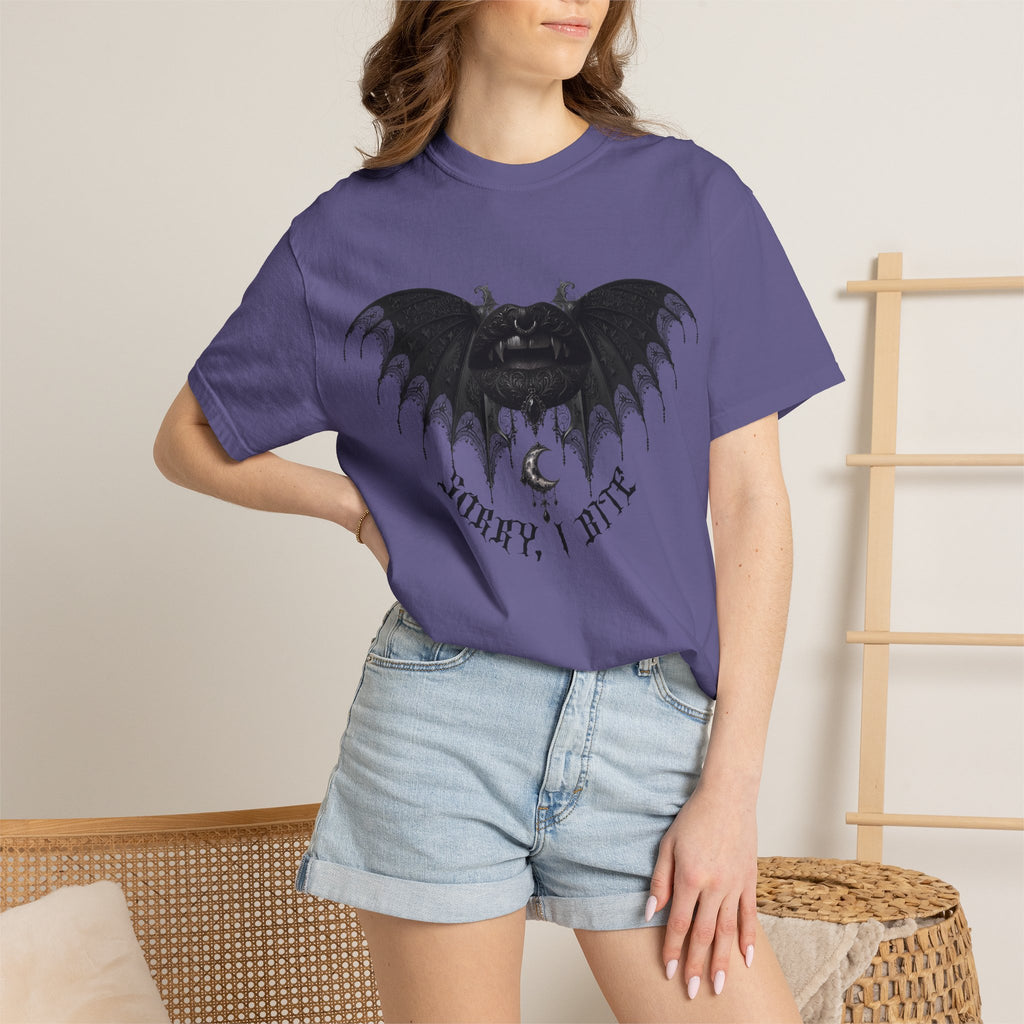 Gothic Bat Wings T‑Shirt — Dark Vampire Black Lips Graphic Tee