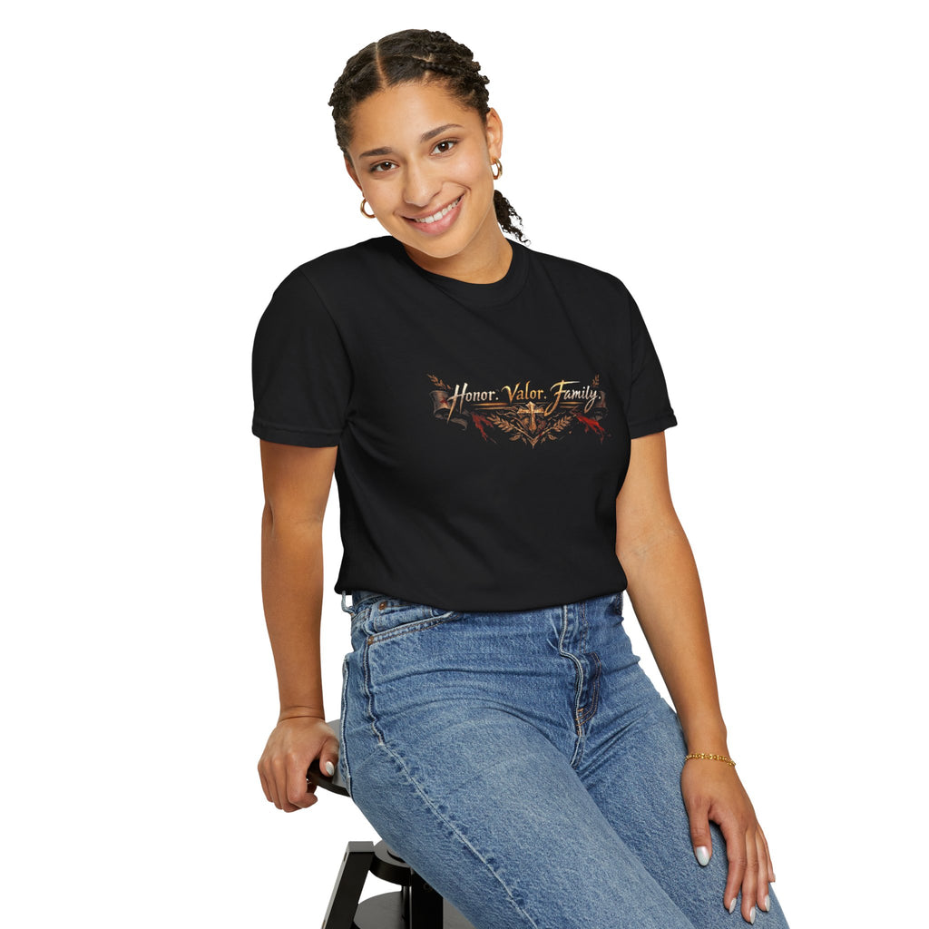 Knight Armor T-Shirt — "Honor. Valor. Family." Medieval T-Shirt - Family Inspirational Tee - Midnight Eye, LLC