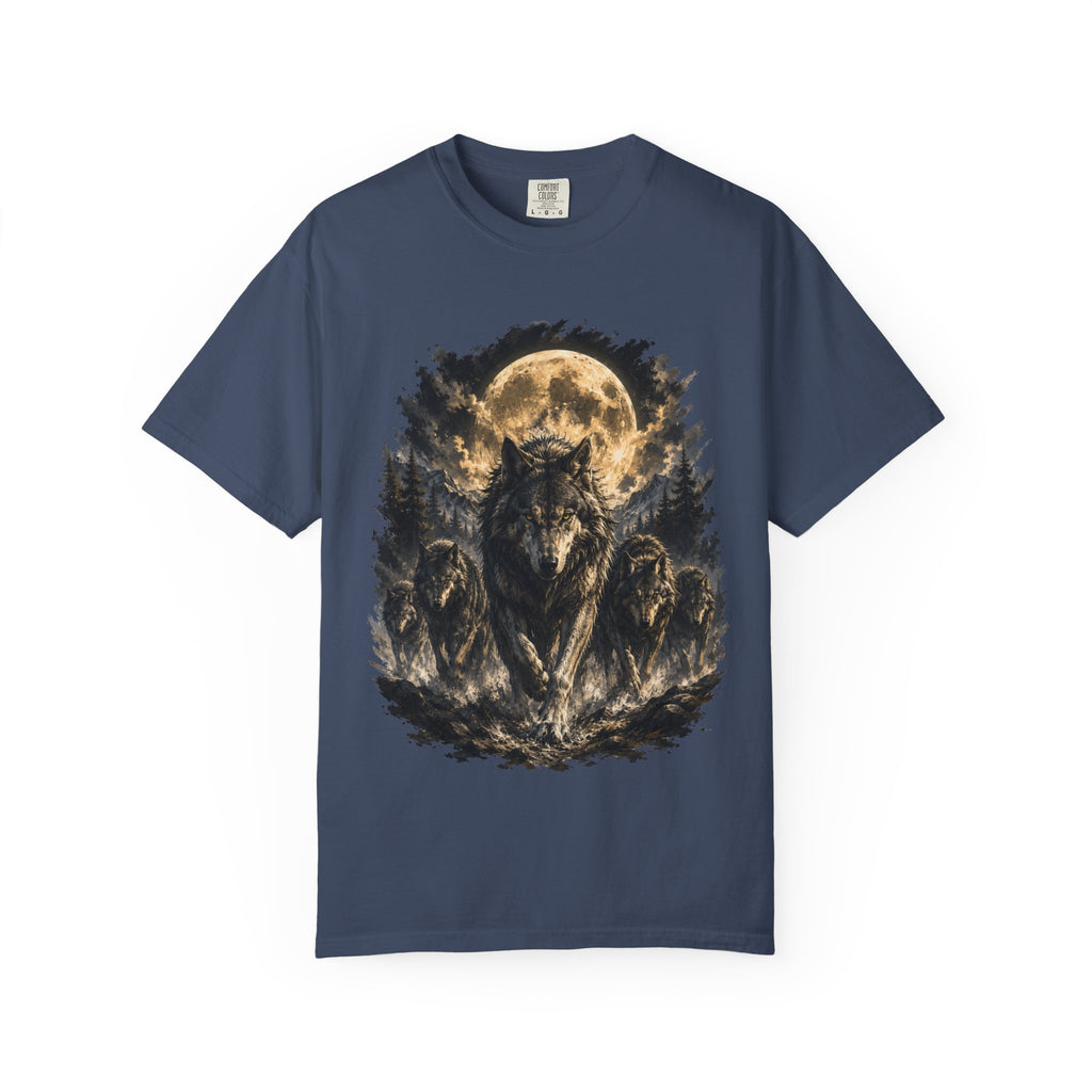 Wolf Pack Mystical Moon T-Shirt — Vintage Moonlit Forest Graphic Tee