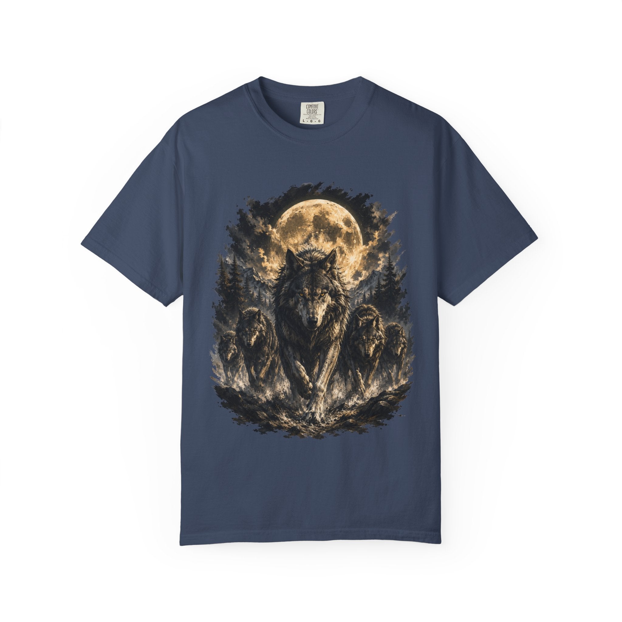 Wolf Pack Mystical Moon T-Shirt — Vintage Moonlit Forest Graphic Tee
