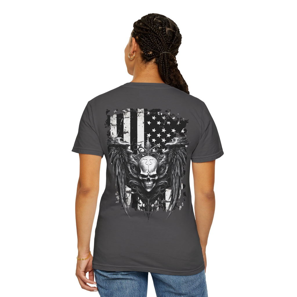 Freedom Skull T-Shirt — American Flag Winged Skull Graphic Tee - Midnight Eye, LLC