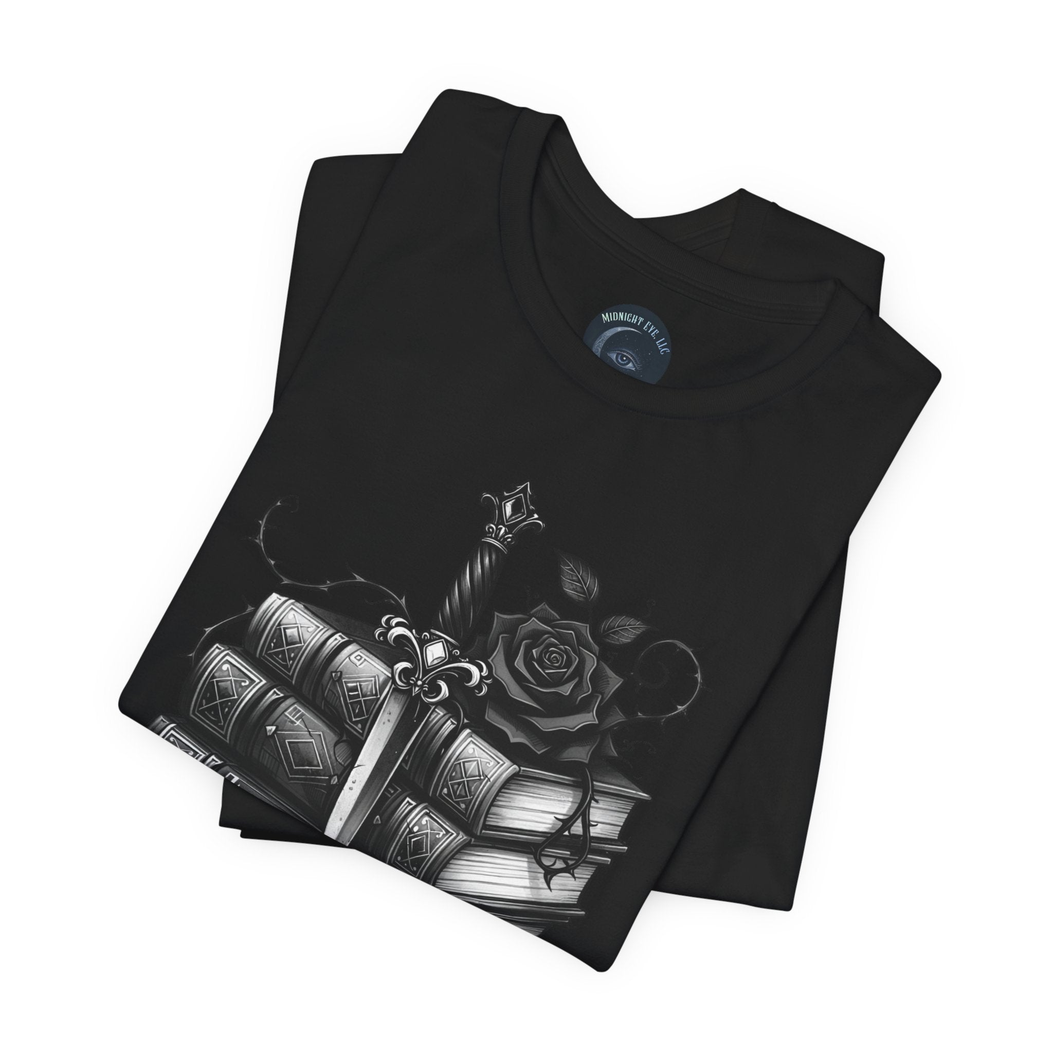 Read. Heal. Repeat. Gothic Book, Rose & Dagger T-Shirt. Books Tee. Midnight Eye, LLC.