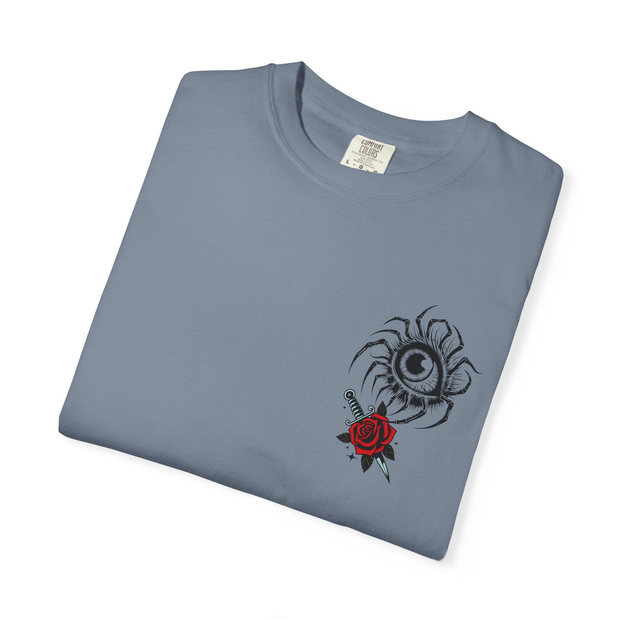 Gothic Skull & Red Rose T-Shirt — Vintage Dark Aesthetic Streetwear. Midnight Eye, LLC