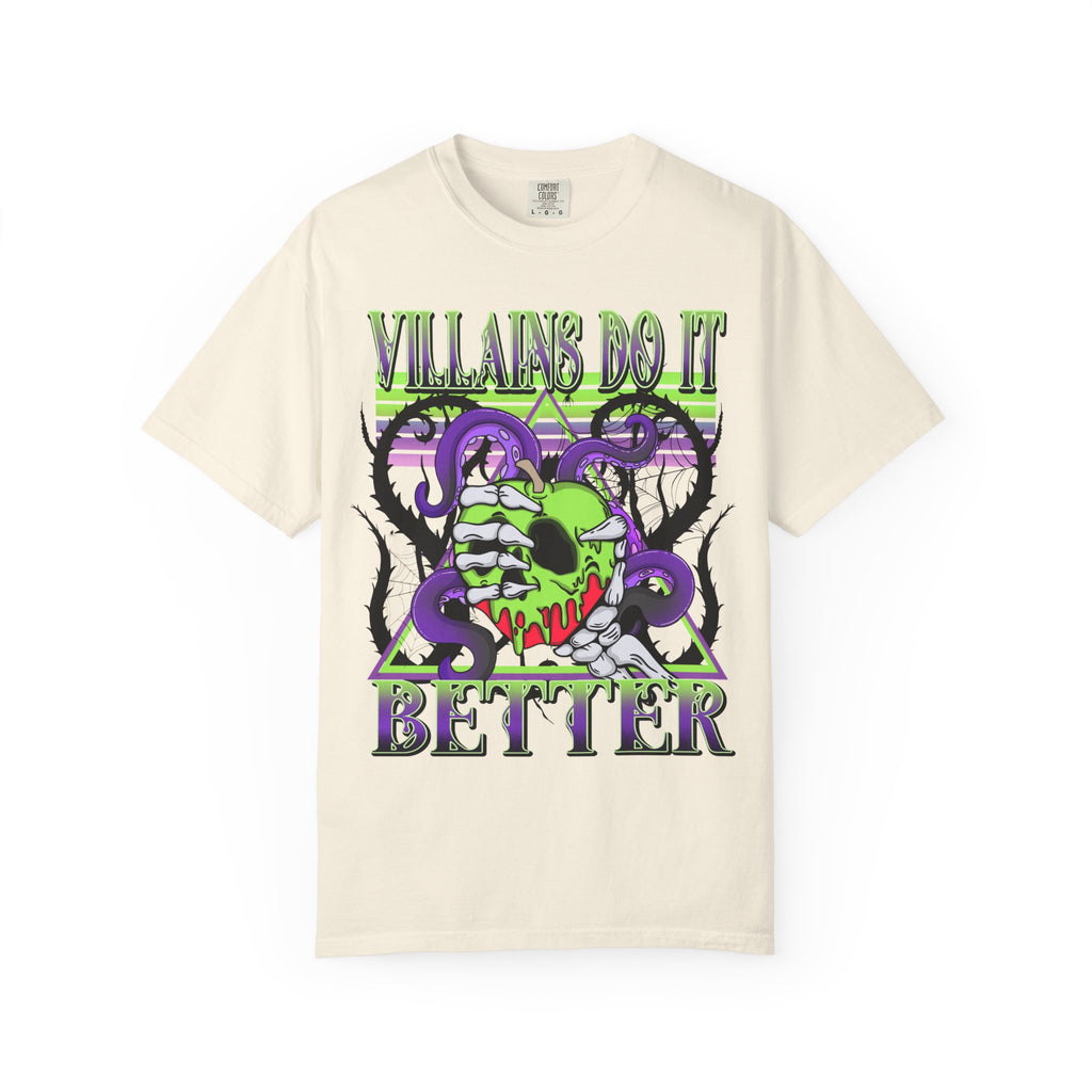 Villains Do It Better Graphic T-Shirt — Neon Monster Skull Tee. Midnight Eye, LLC