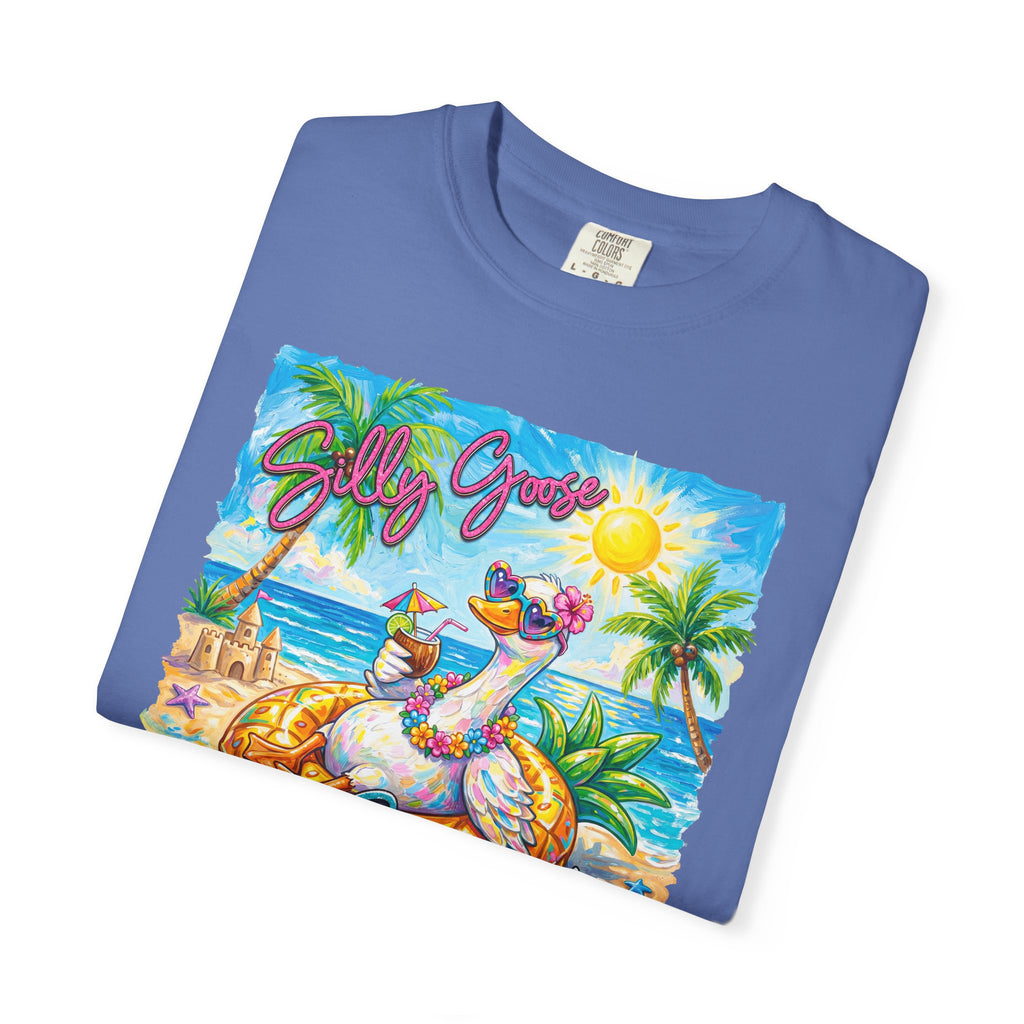 Silly Goose Summer T-Shirt - Colorful Summer Girl Tee - Beach Tee - Tropical T-Shirt - Midnight Eye, LLC