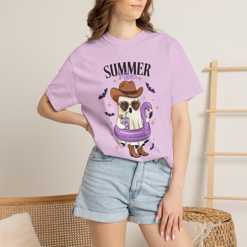 Spooky Summer Ghost T-Shirt — Cute Cowboy Hat & Sunglasses Funny Tee - Midnight Eye, LLC