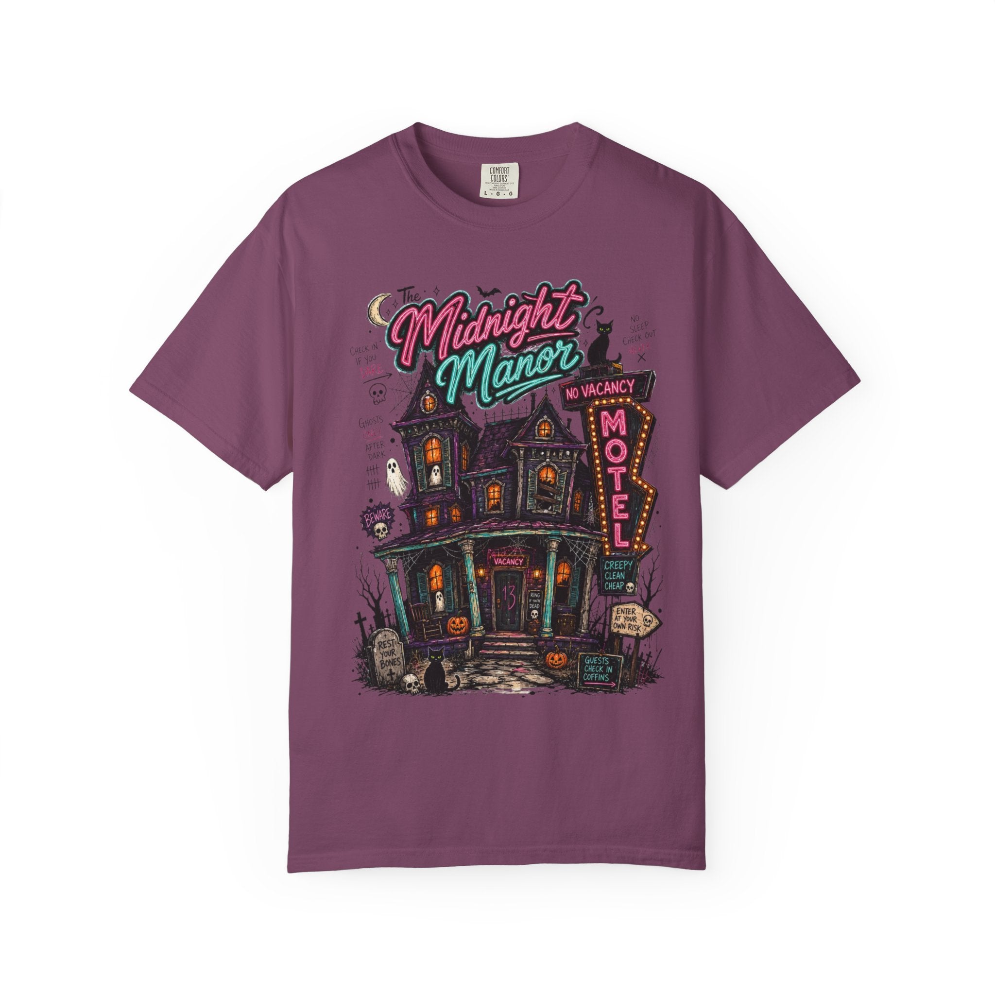 Midnight Manor Motel T-Shirt — Haunted House Horror Tee. Midnight Eye, LLC