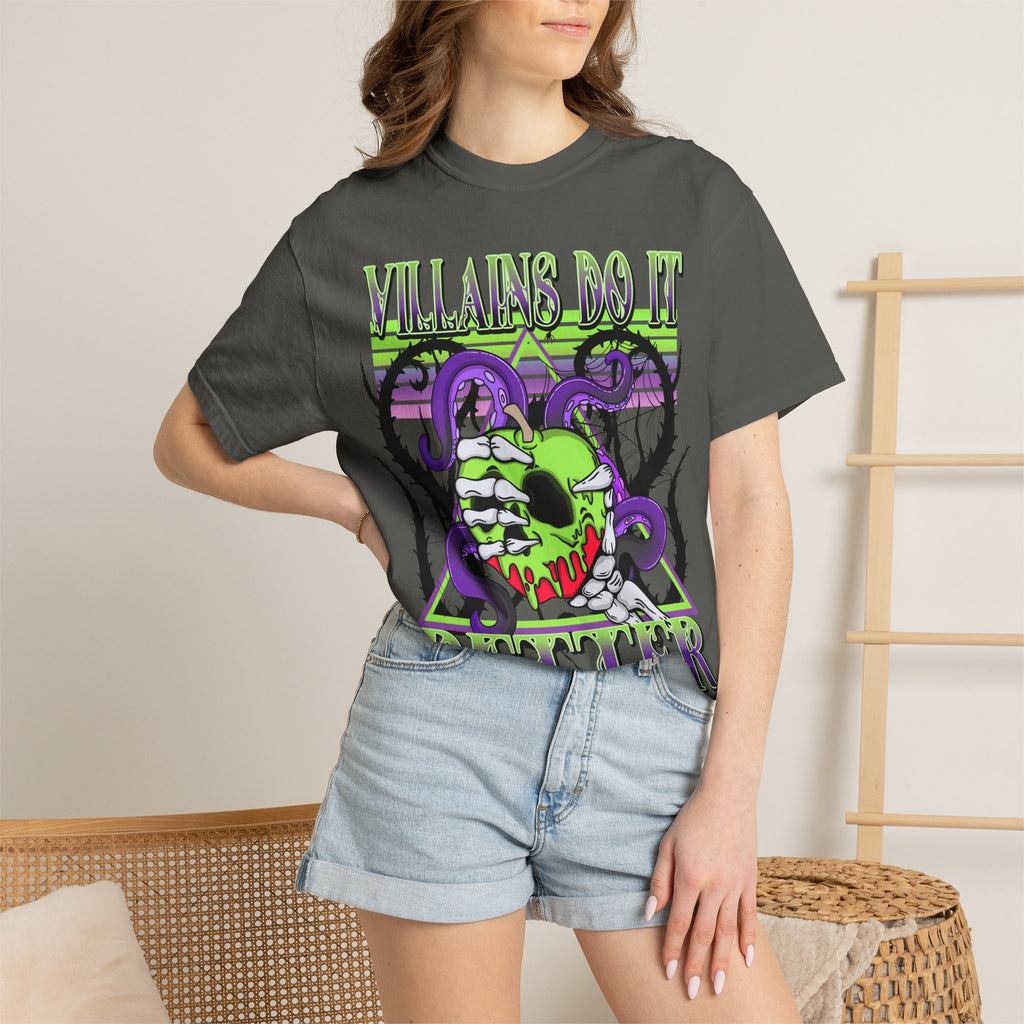 Villains Do It Better Graphic T-Shirt — Neon Monster Skull Tee. Midnight Eye, LLC