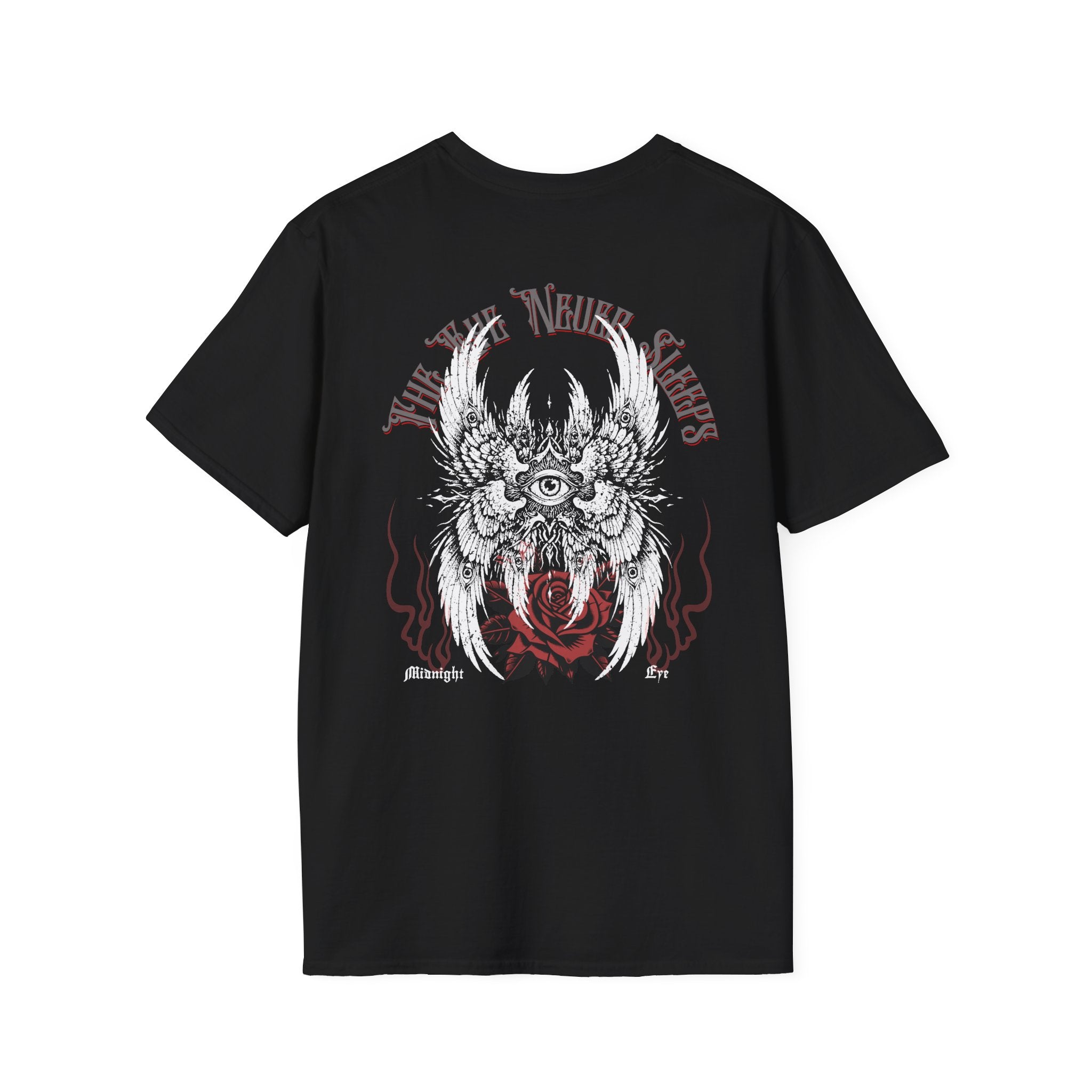 Winged - Eye Graphic Tee — Third Eye Rock Band Shirt - Streetwear Tee - Gothic Red Rose T-Shirt - Midnight Eye, LLC