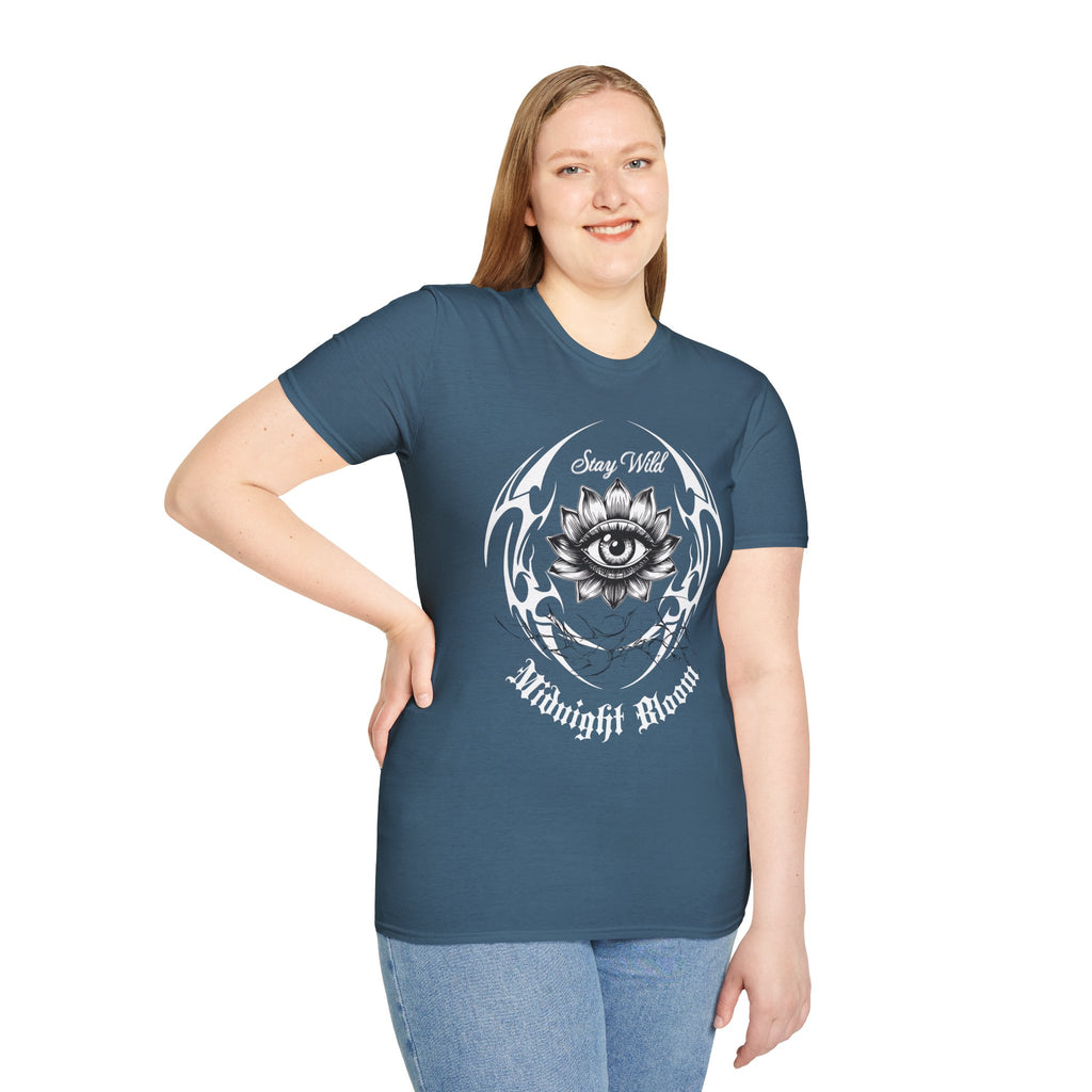 Stay Wild Midnight Moon T-Shirt — Mystical Lotus Eye Graphic Tee - Goth Tee- Dark Aesthetic T-Shirt