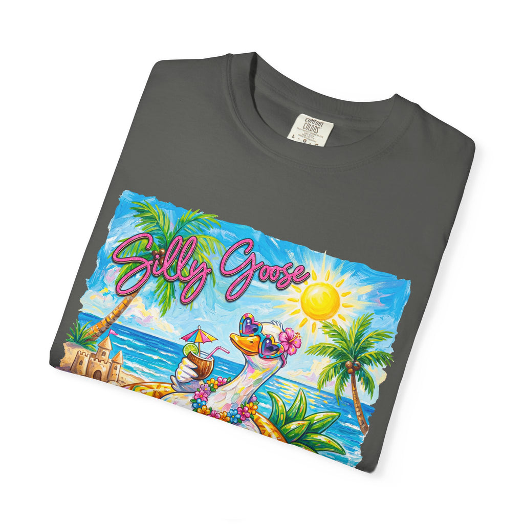 Silly Goose Summer T-Shirt - Colorful Summer Girl Tee - Beach Tee - Tropical T-Shirt, Midnight Eye, LLC