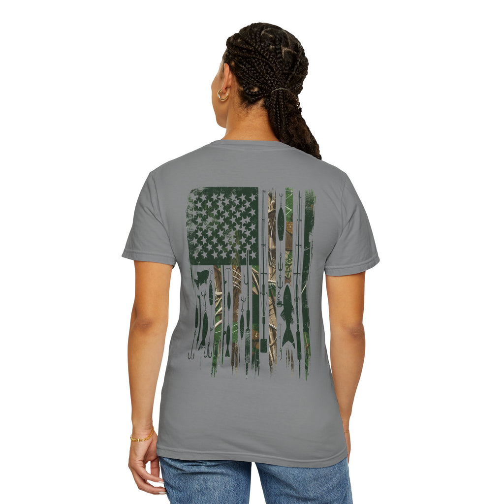 Fishing Flag T-Shirt — "Life is Better Fishing" Graphic Tee - Patriotic Tee - Father's Day T-Shirt - Midnight Eye, LLC