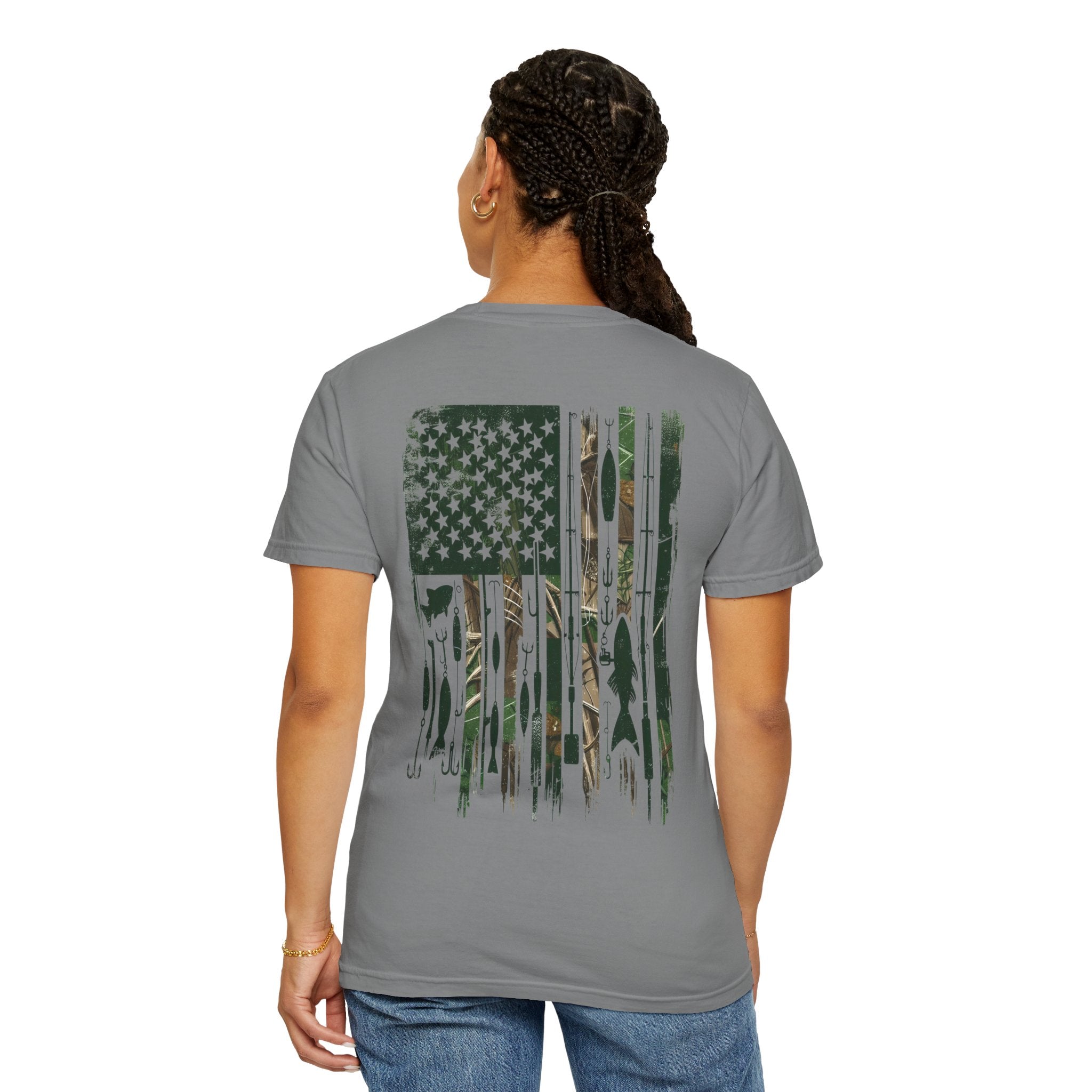 Fishing Flag T-Shirt — "Life is Better Fishing" Graphic Tee - Patriotic Tee - Father's Day T-Shirt - Midnight Eye, LLC