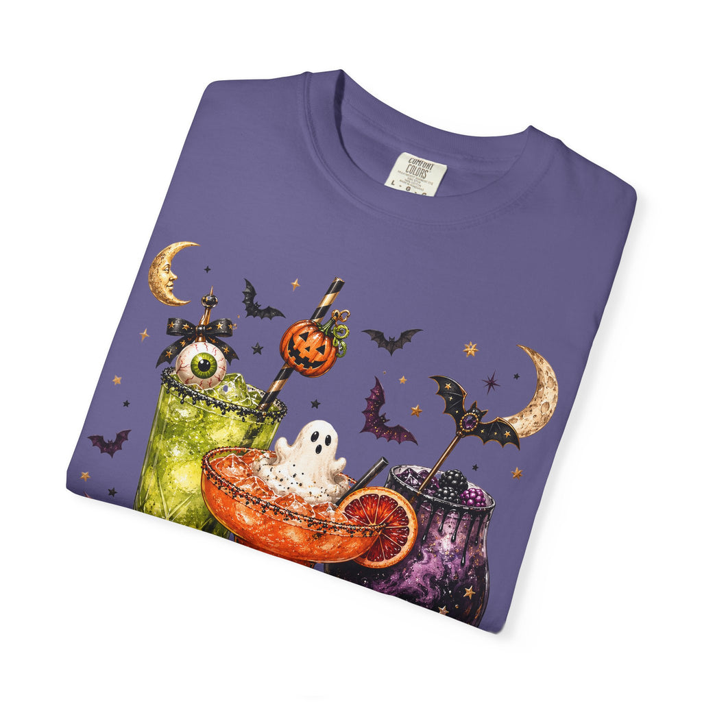 Halloween Cocktail T-Shirt — Spooky Drinks, Cute Bats & Pumpkins. Midnight Eye, LLC