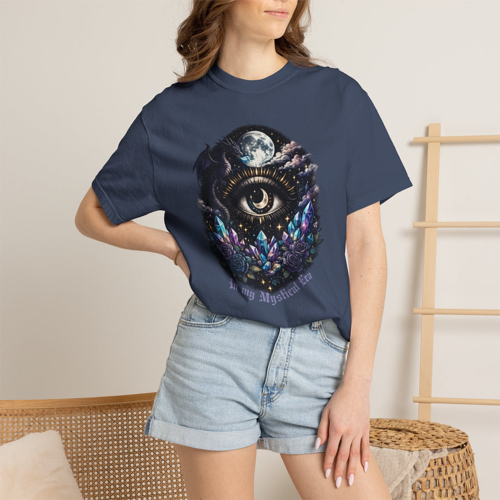Mystic Third Eye T-shirt — Celestial Moon, Crystals & Dragon Eye Graphic Tee - Dark Aesthetic Tee - Midnight Eye, LLC
