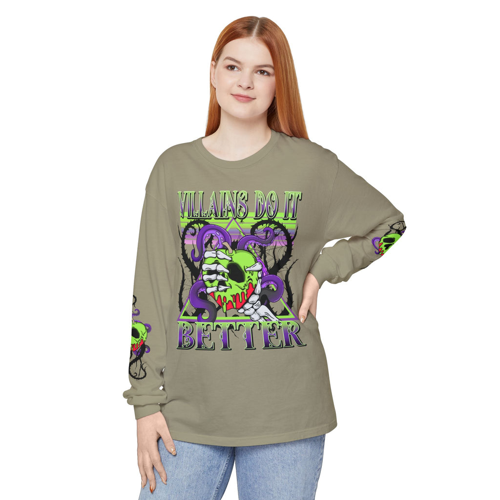 Villains Do It Better Long Sleeve Tee - Halloween Villains Graphic T-Shirt. Midnight Eye, LLC