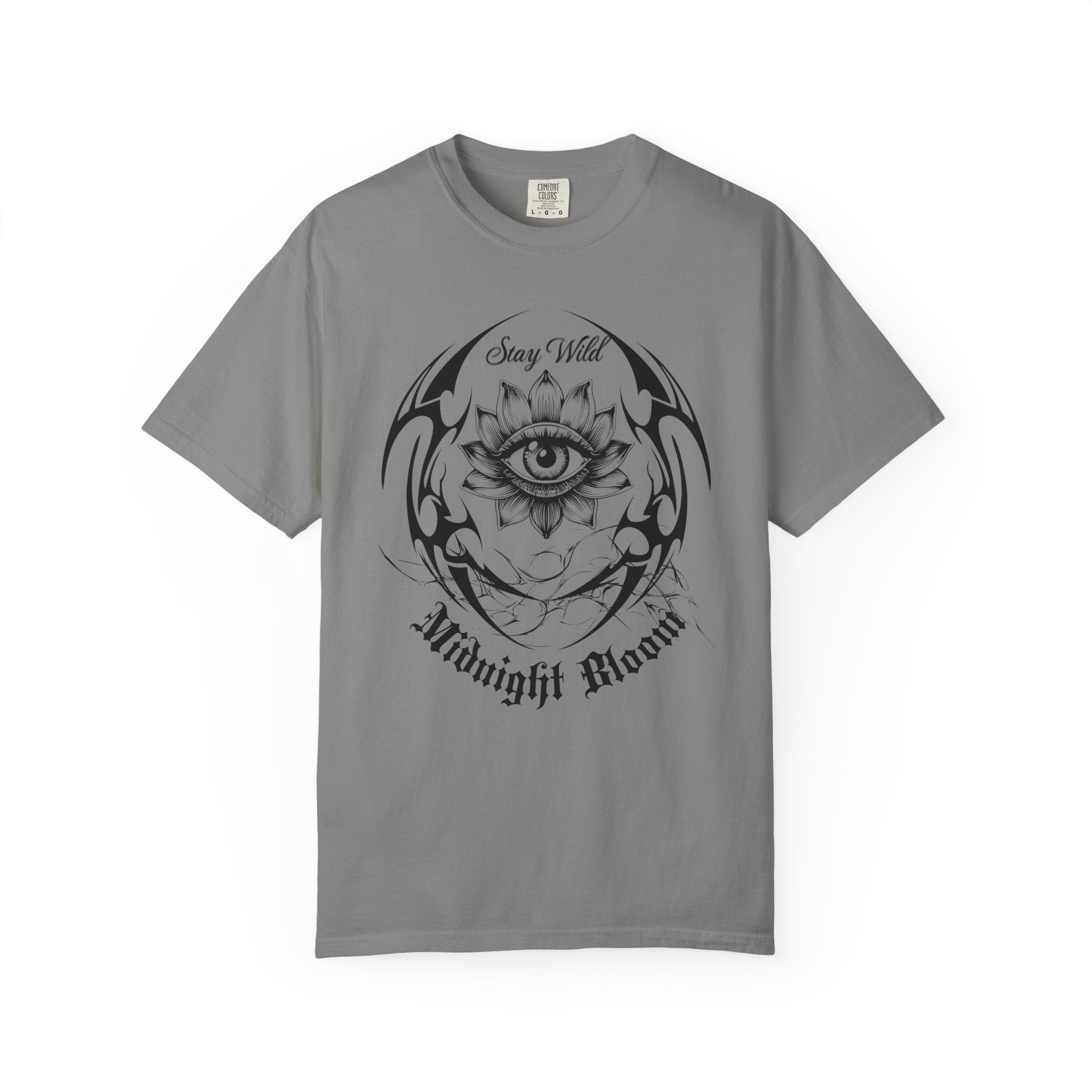 Lotus Eye Graphic T-Shirt — Cybergoth / Cyberpunk Floral Tee. Midnight Eye, LLC
