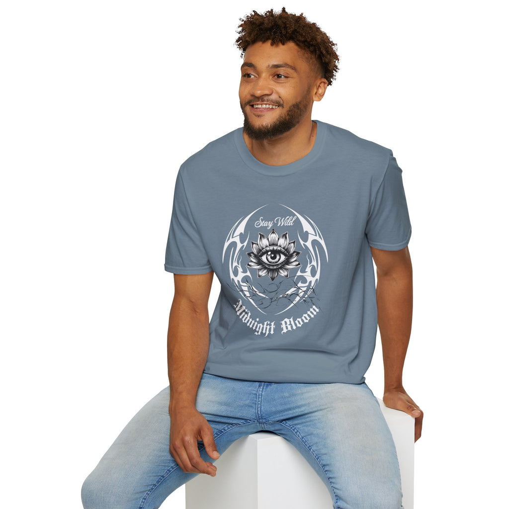 Stay Wild Midnight Moon T-Shirt — Mystical Lotus Eye Graphic Tee - Goth Tee - Dark Aesthetic T-Shirt - Midnight Eye, LLC