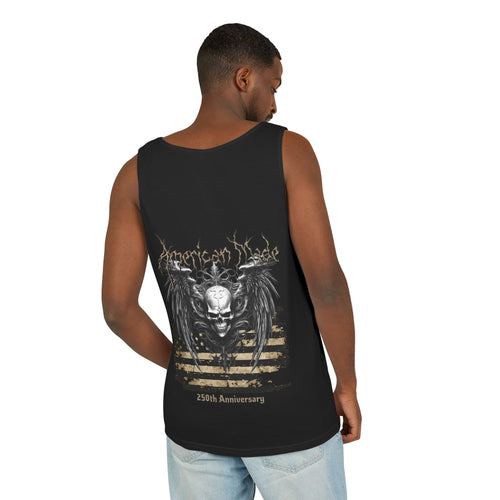 250th Anniversary Vintage USA Flag Skull Wings Tank Top - Gothic Tee - Midnight Eye, LLC
