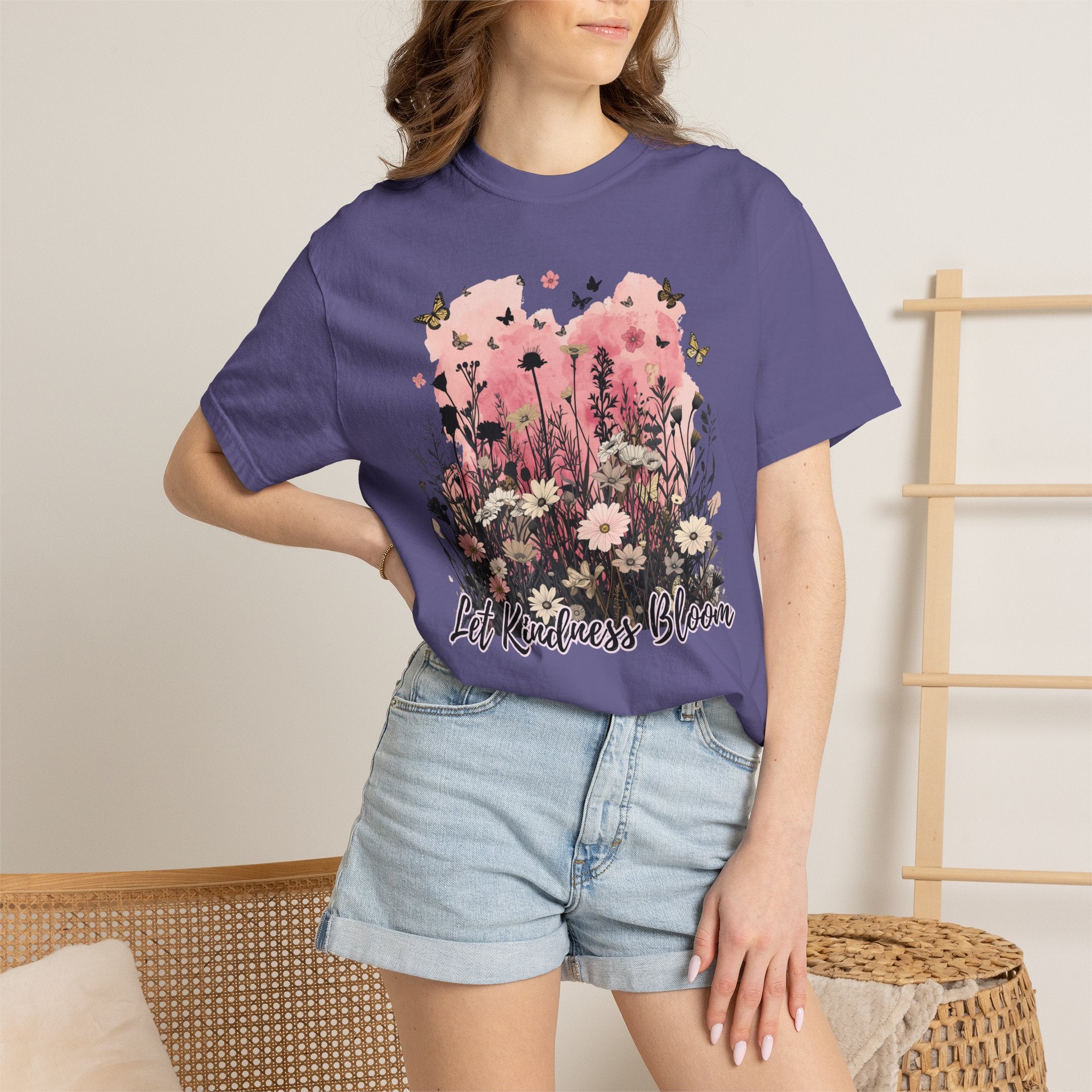 Let Kindness Bloom T-Shirt — Floral Garden Graphic Tee - Cute Motivational T-Shirt. Midnight Eye, LLC