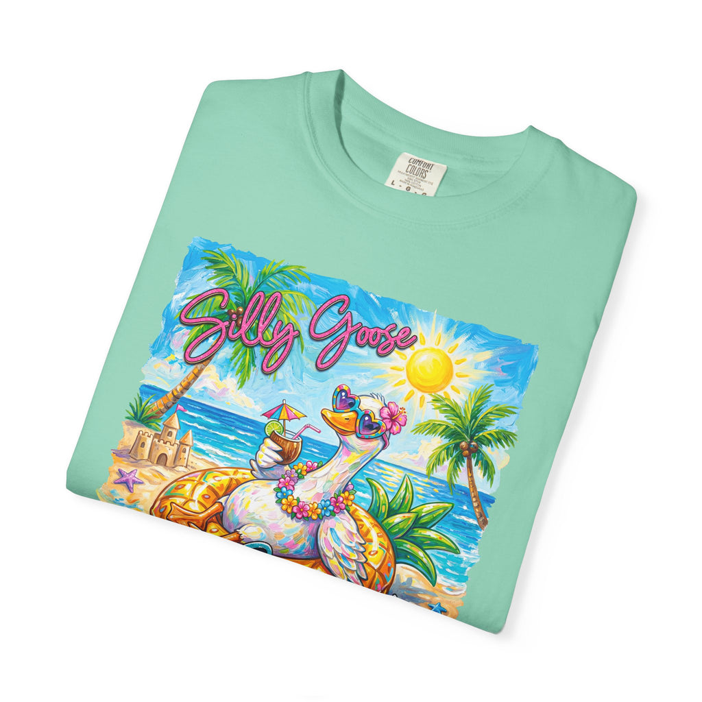 Silly Goose Summer T-Shirt - Colorful Summer Girl Tee - Beach Tee - Tropical T-Shirt - Midnight Eye, LLC