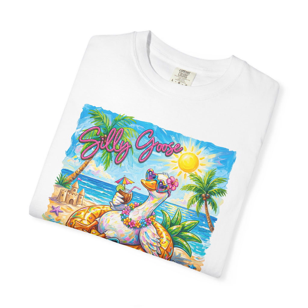 Silly Goose Summer T-Shirt - Colorful Summer Girl Tee - Beach Tee - Tropical T-Shirt - Midnight Eye, LLC