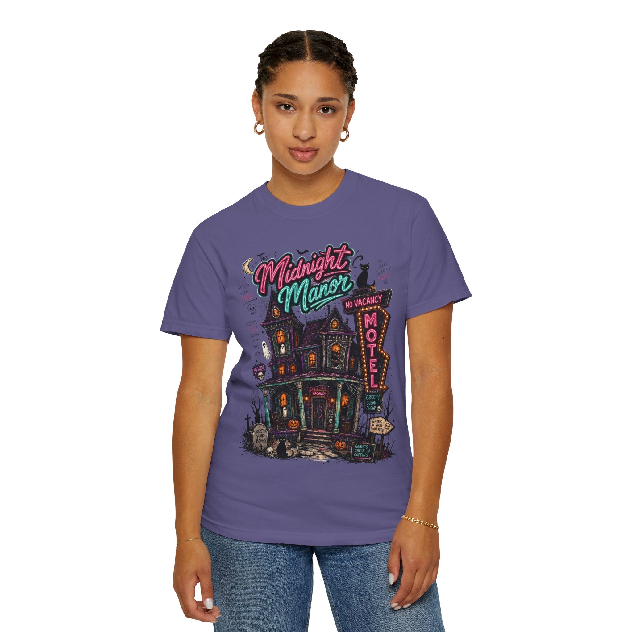 Midnight Manor Motel T-Shirt — Haunted House Horror Tee. Midnight Eye, LLC