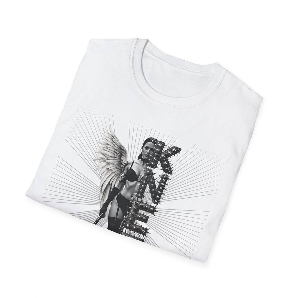 Angel Graphic T-Shirt — Gothic Angel Illustration & Script Quote - Vintage Tee - BDSM T-Shirt - Midnight Eye, LLC