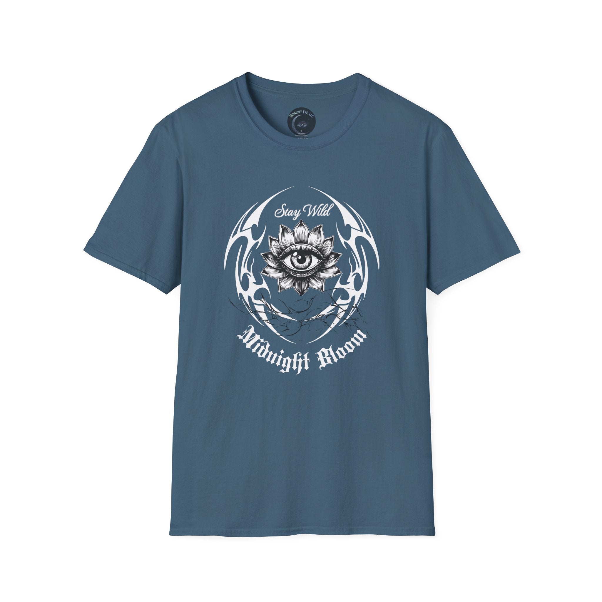 Stay Wild Midnight Moon T-Shirt — Mystical Lotus Eye Graphic Tee - Goth Tee - Dark Aesthetic T-Shirt - Midnight Eye, LLC