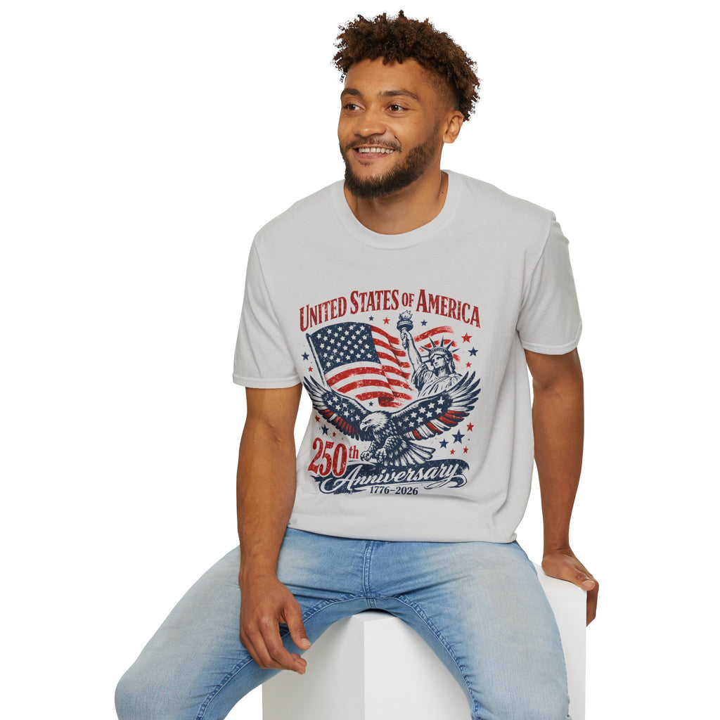 250th Anniversary USA T-Shirt – American Flag, Eagle & Statue of Liberty Patriotic Tee - Midnight Eye, LLC