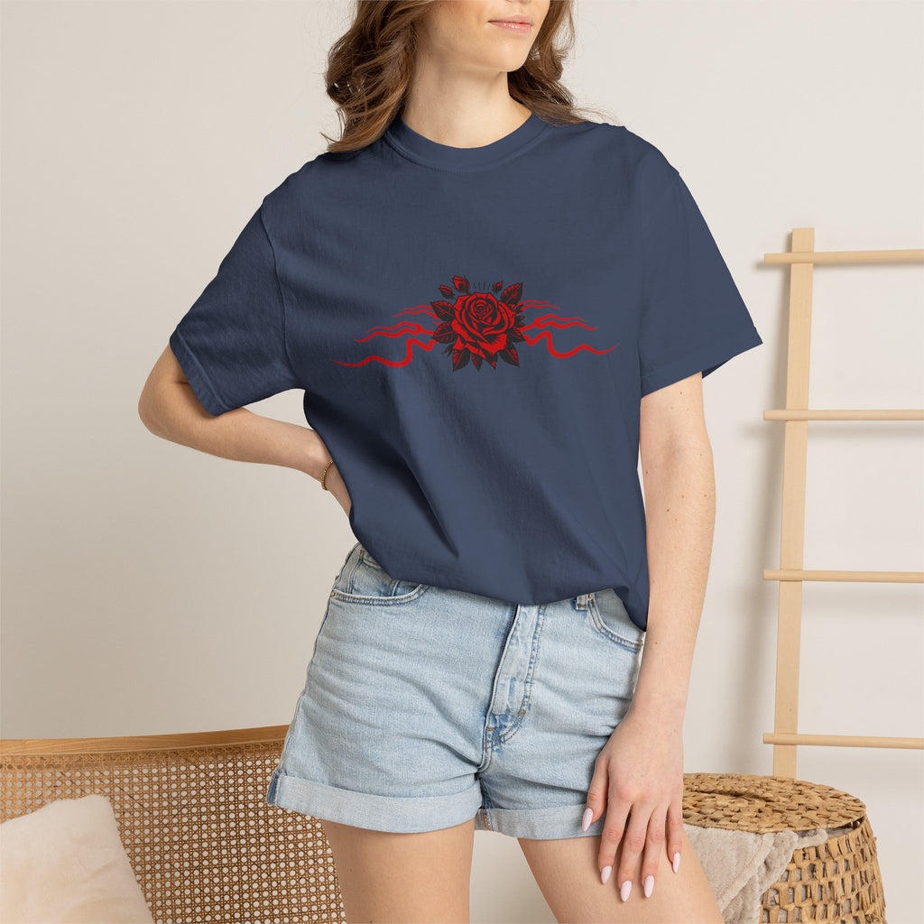 Winged-Eye Graphic Tee — Third Eye Rock Band Shirt - Streetwear Tee - Gothic Red Rose T-Shirt. Midnight Eye, LLC