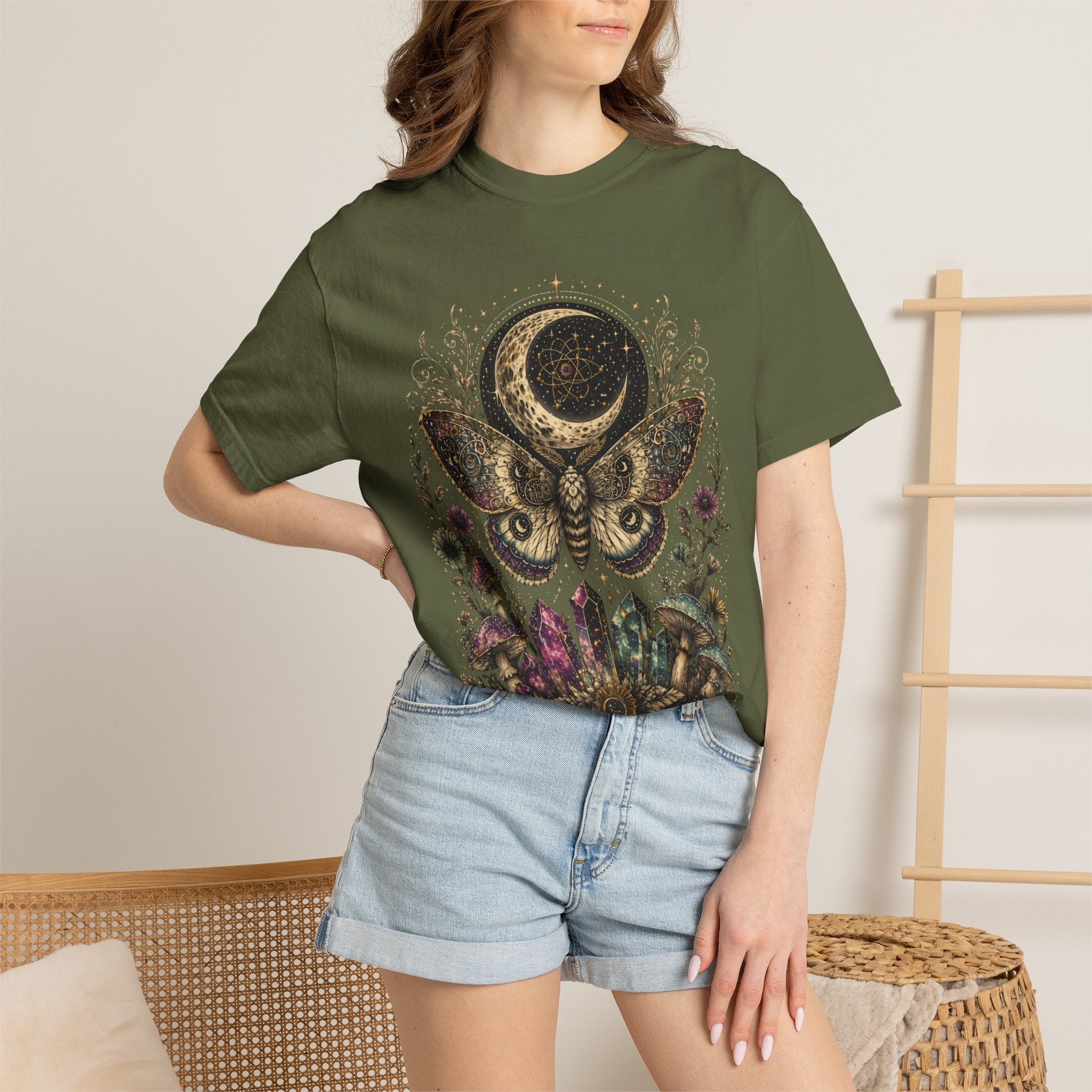 Mystic Moon Moth T-Shirt — Celestial Moth & Crescent Moon Graphic Tee