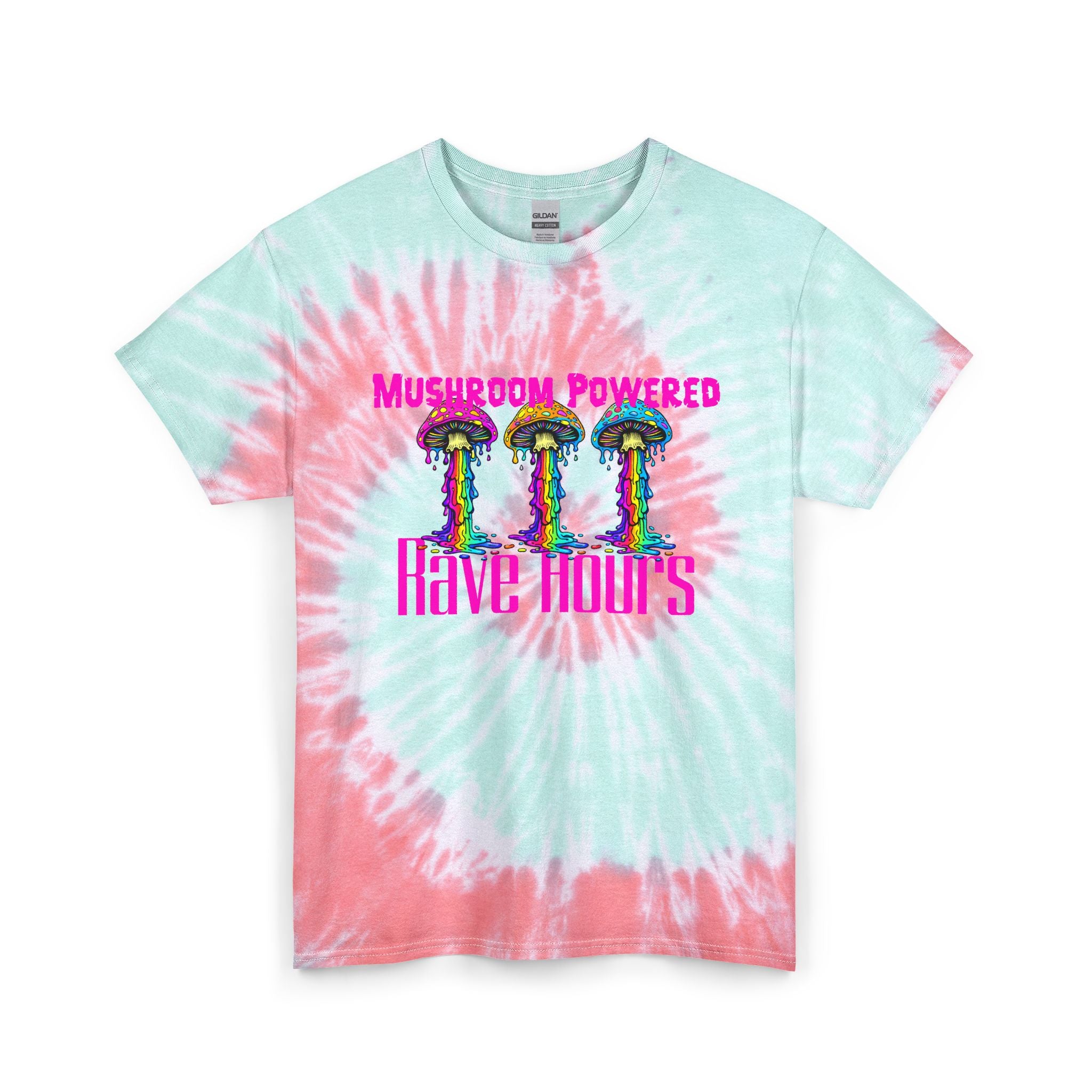 Tie Dye T‑Shirt — "Sleep All Day, Rave All Night" Psychedelic Mushroom Tee - Midnight Eye, LLC