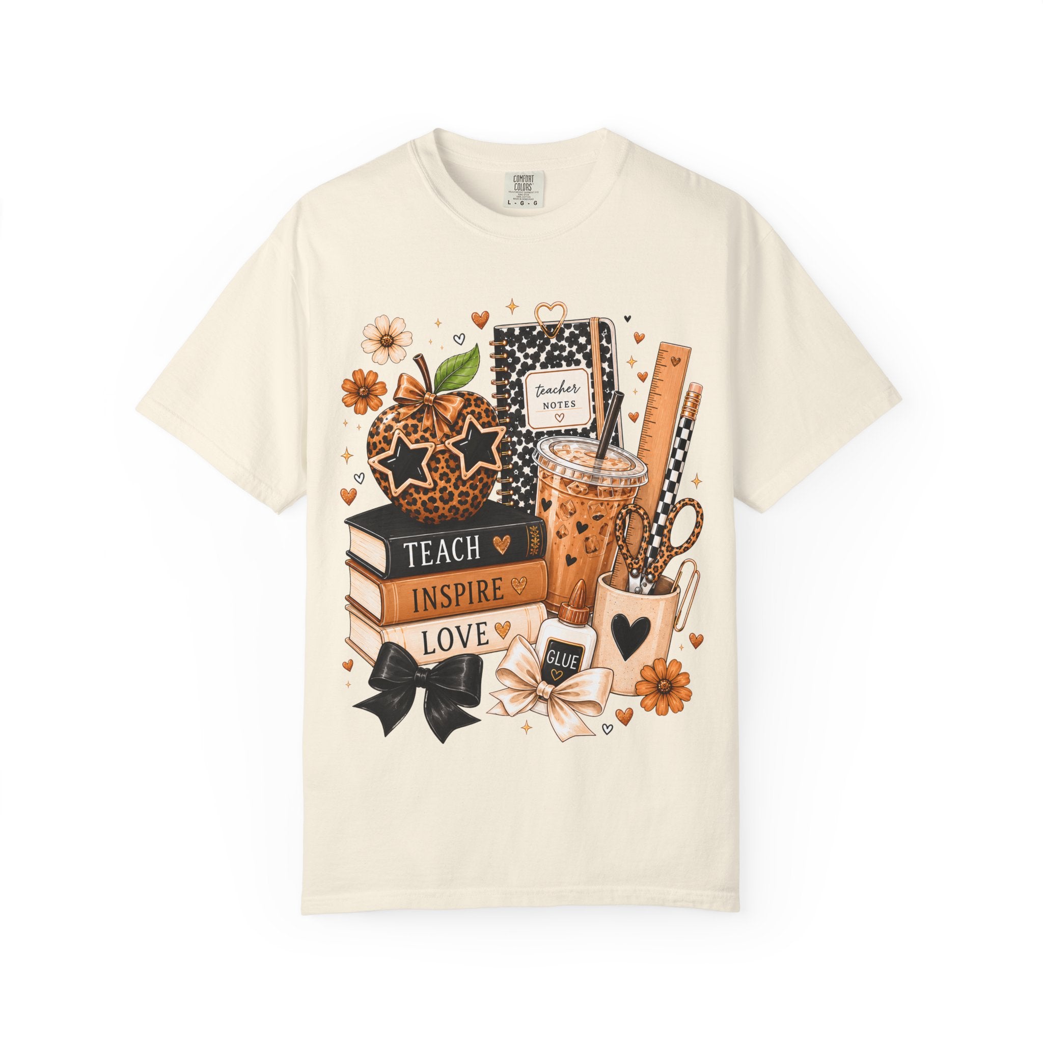 Teacher Life T‑Shirt — Teach Inspire Love Fall Apple & Coffee Graphic Tee