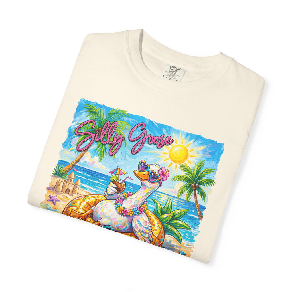 Silly Goose Summer T-Shirt - Colorful Summer Girl Tee - Beach Tee - Tropical T-Shirt - Midnight Eye, LLC