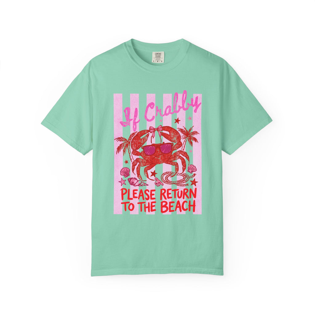 Funny Crab Beach Shirt - If Crabby, Please Return to the Beach. Summer Funny Tee - Midnight Eye, LLC