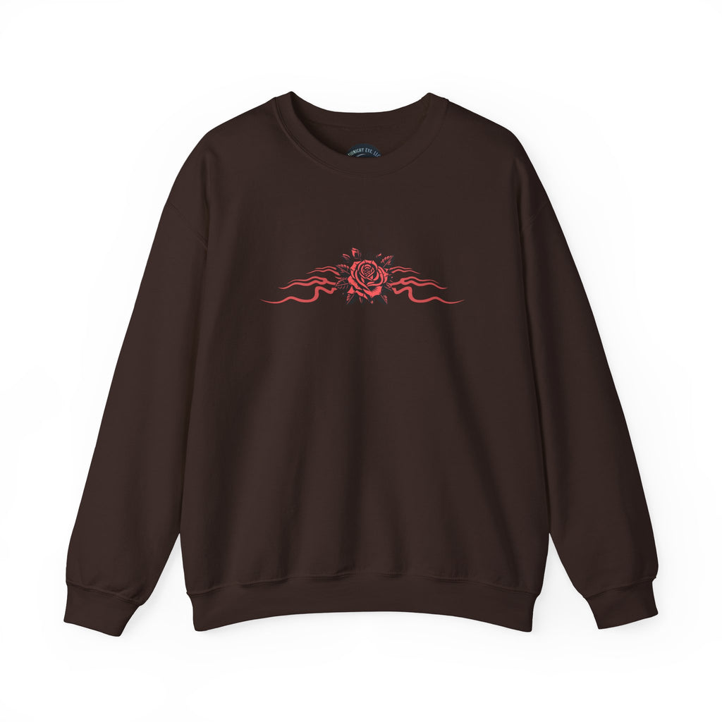 Gothic Winged Eye & Rose Graphic Sweatshirt - Rose and Wings Sweatshirt - Occult and Dark Aesthetic - Midnight Eye, LLC