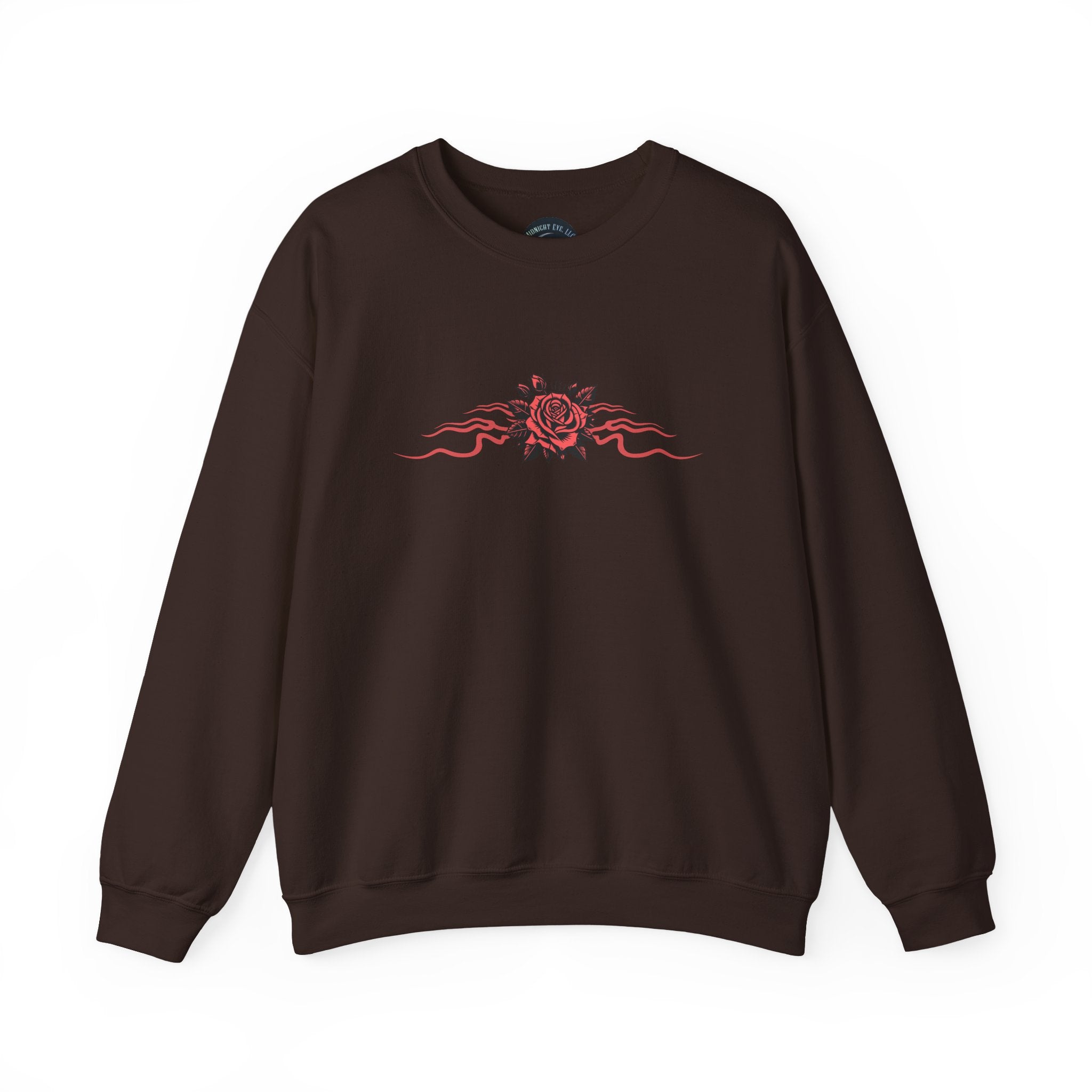 Gothic Winged Eye & Rose Graphic Sweatshirt - Rose and Wings Sweatshirt - Occult and Dark Aesthetic - Midnight Eye, LLC