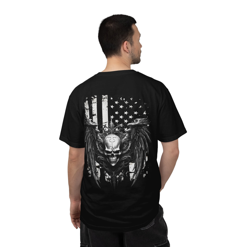 Freedom Skull T-Shirt — American Flag Winged Skull Graphic Tee - Midnight Eye, LLC