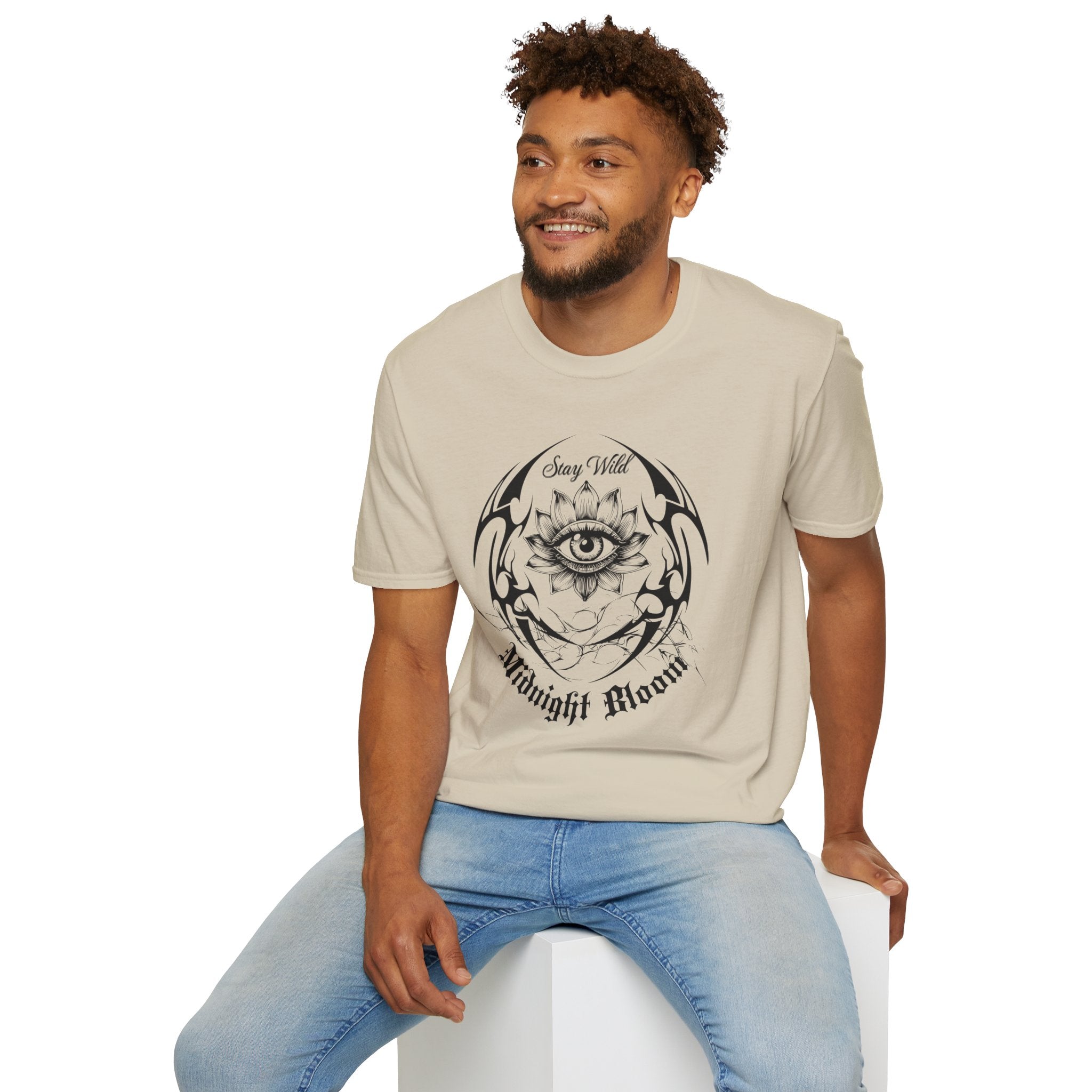 Midnight Eye Graphic T-Shirt — Mystical Lotus All - Seeing Eye Tee - Streetwear T-Shirt - Midnight Eye, LLC