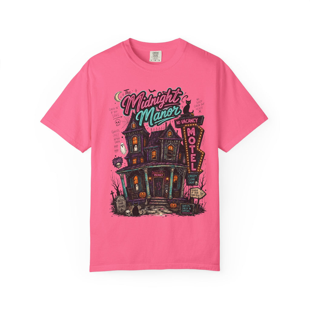 Midnight Manor Motel T-Shirt — Haunted House Horror Tee. Midnight Eye, LLC