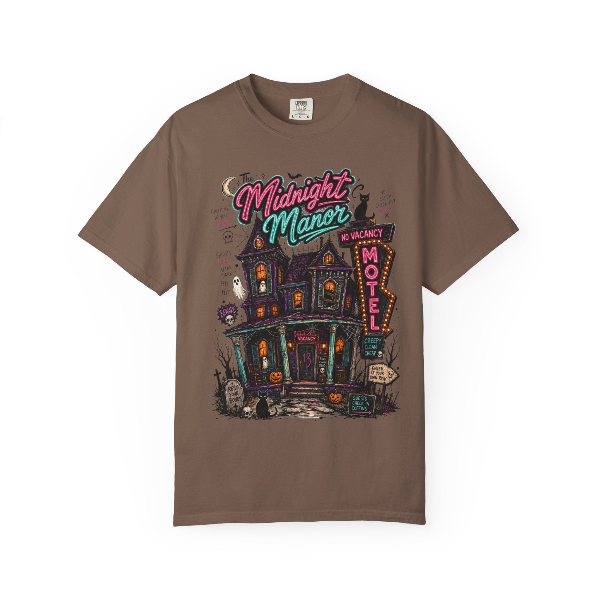 Midnight Manor Motel T-Shirt — Haunted House Horror Tee. Midnight Eye, LLC