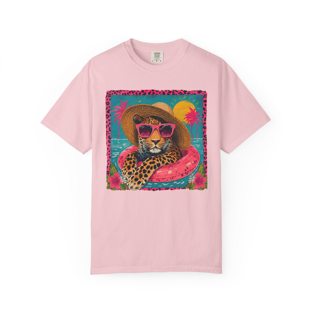 T-Shirt — Tropical Leopard in Sunglasses Summer Graphic - Sassy Vacation T-Shirt. Midnight Eye, LLC.