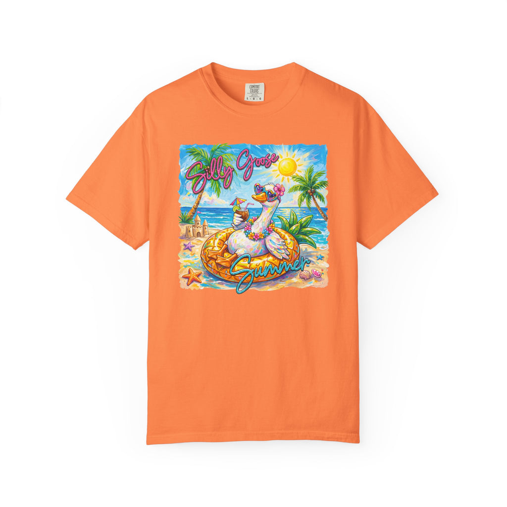 Silly Goose Summer T-Shirt - Colorful Summer Girl Tee - Beach Tee - Tropical T-Shirt - Midnight Eye, LLC