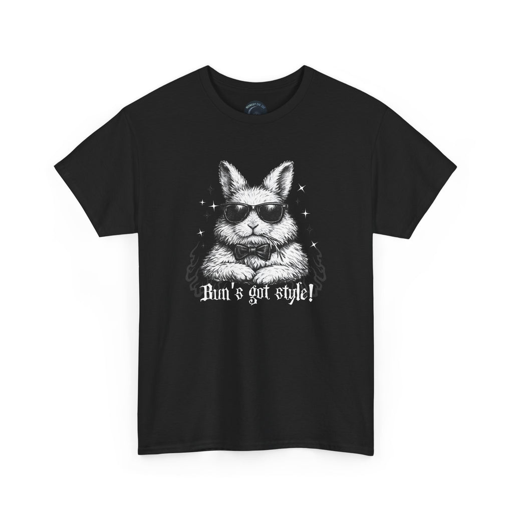 Graphic Tee — "Bun's Got Style" Cool Bunny Sunglasses T-Shirt - Gothic Tee - Dark Aesthetic T-Shirt - Midnight Eye, LLC
