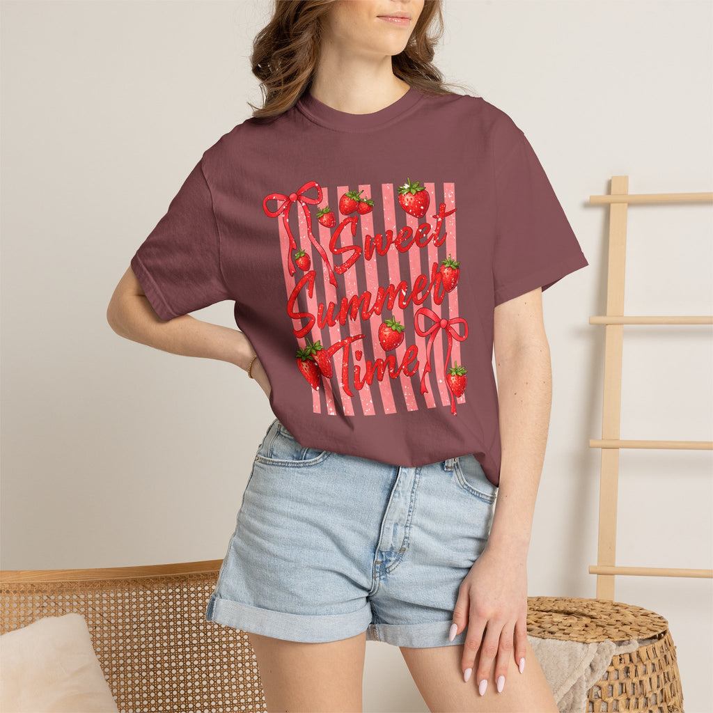 Sweet Summer Time Strawberry Graphic T-Shirt - Cute Summer T-Shirt - Fruit Tee