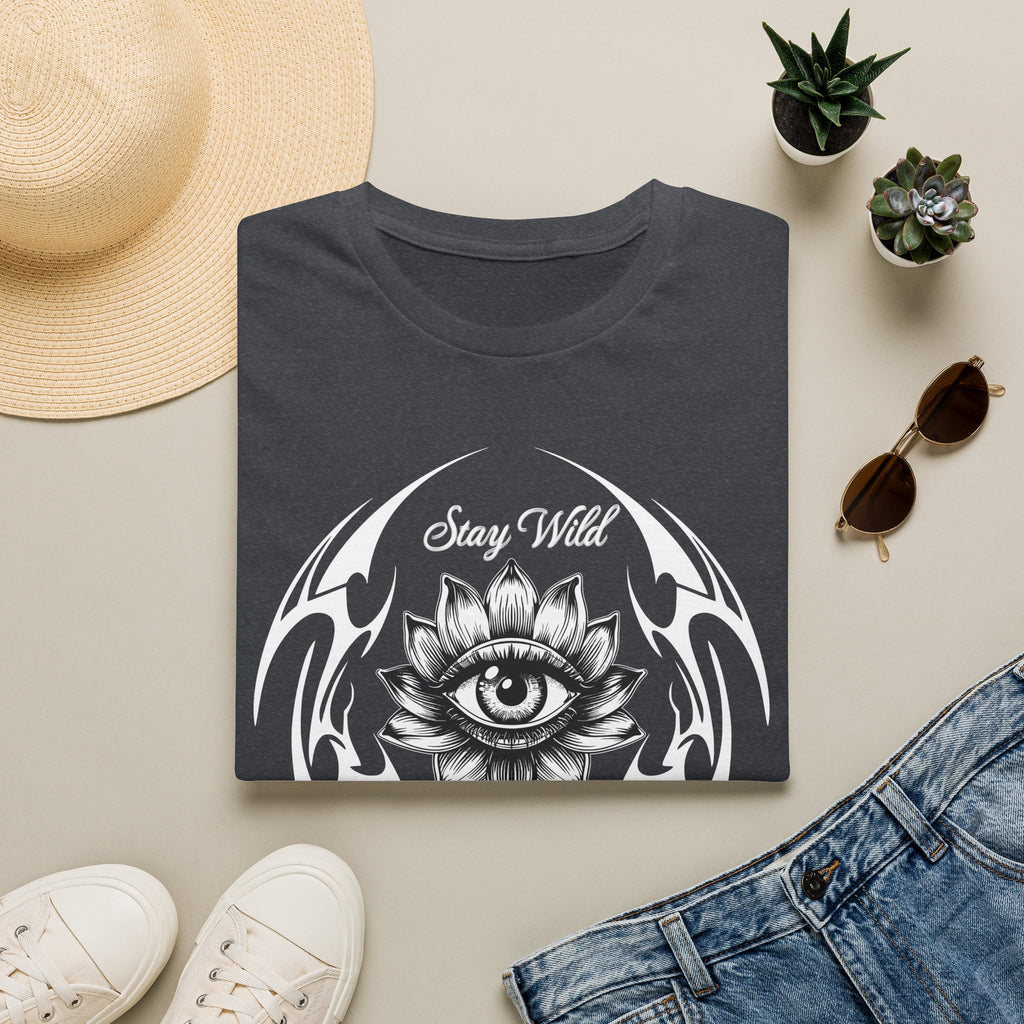 Stay Wild Midnight Moon T-Shirt — Mystical Lotus Eye Graphic Tee - Goth Tee- Dark Aesthetic T-Shirt