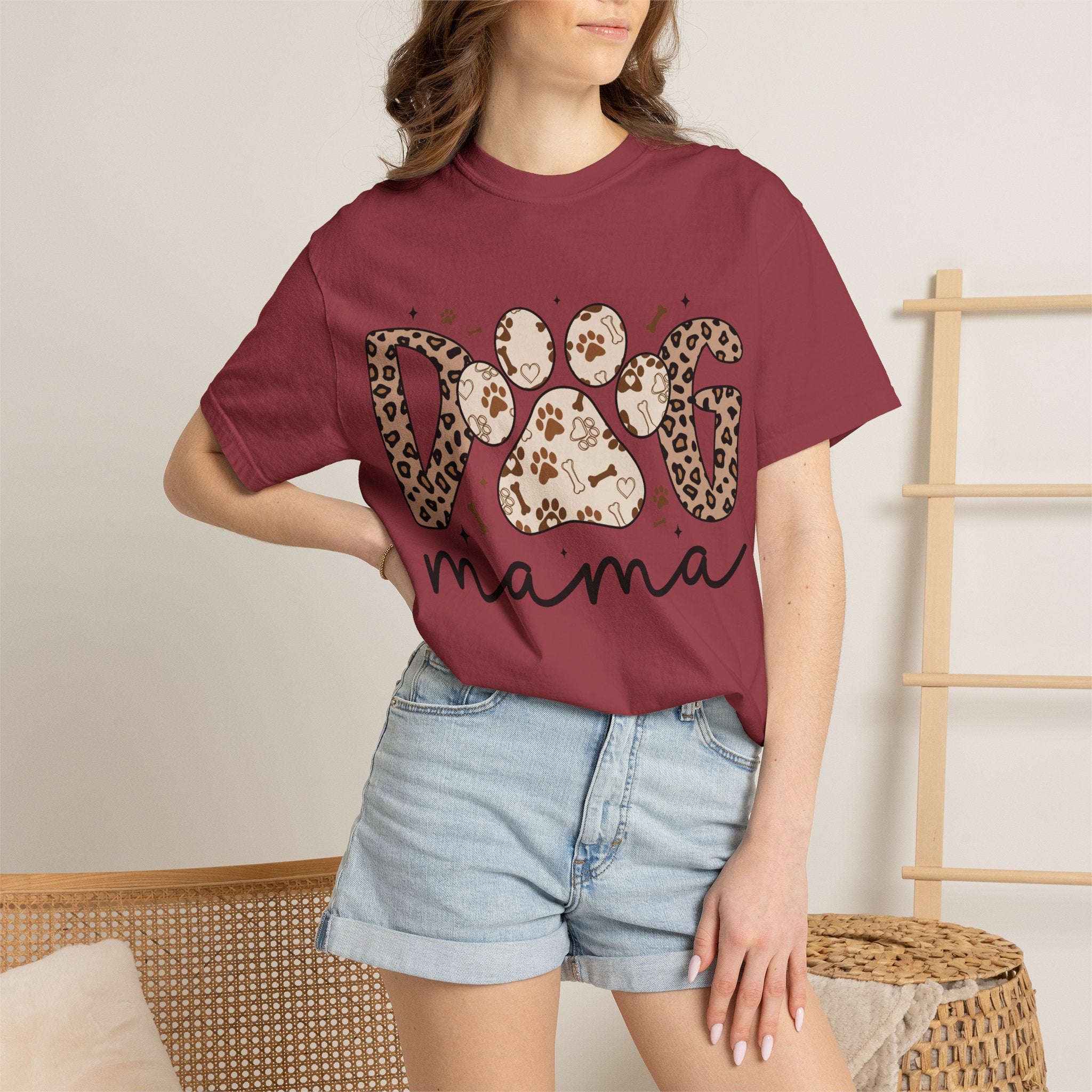 Dog Mama Leopard Paw T-Shirt – Cute Animal Print Tee for Pet Lovers. Midnight Eye, LLC