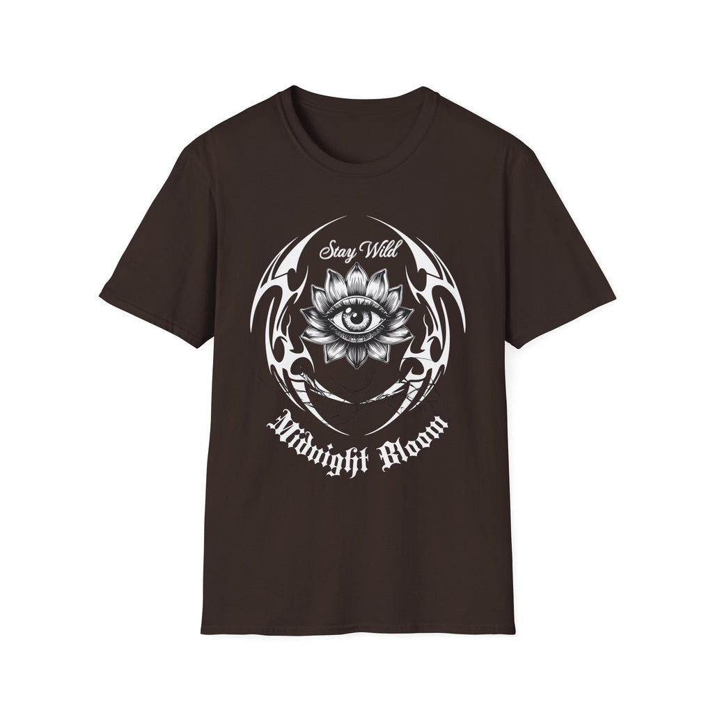 Stay Wild Midnight Moon T-Shirt — Mystical Lotus Eye Graphic Tee - Goth Tee- Dark Aesthetic T-Shirt