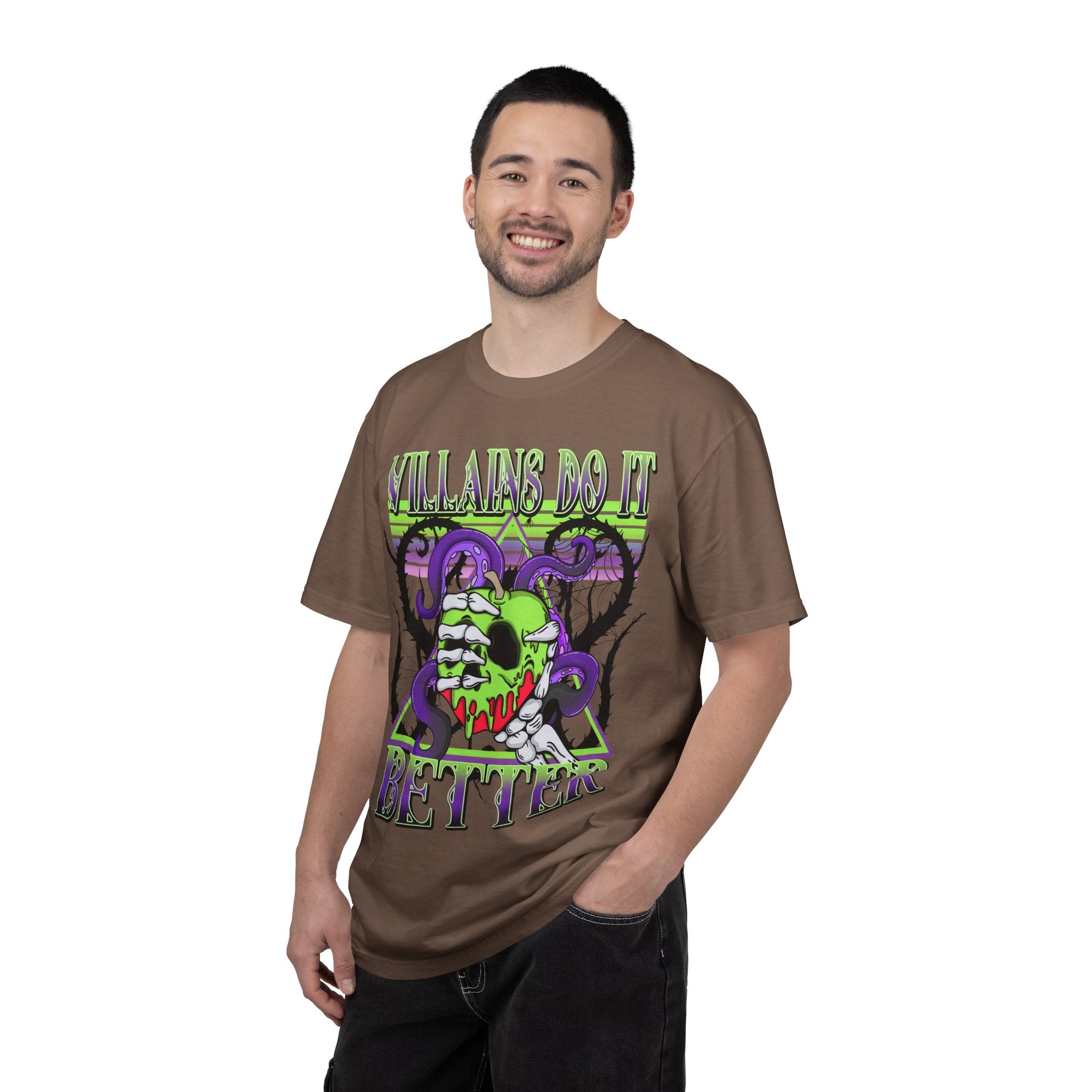 Villains Do It Better Graphic T-Shirt — Neon Monster Skull Tee. Midnight Eye, LLC